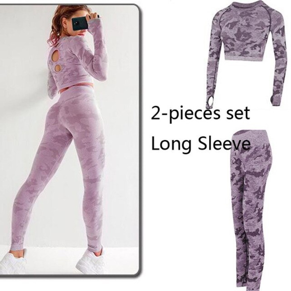 NEW Purple Camo Workout Set